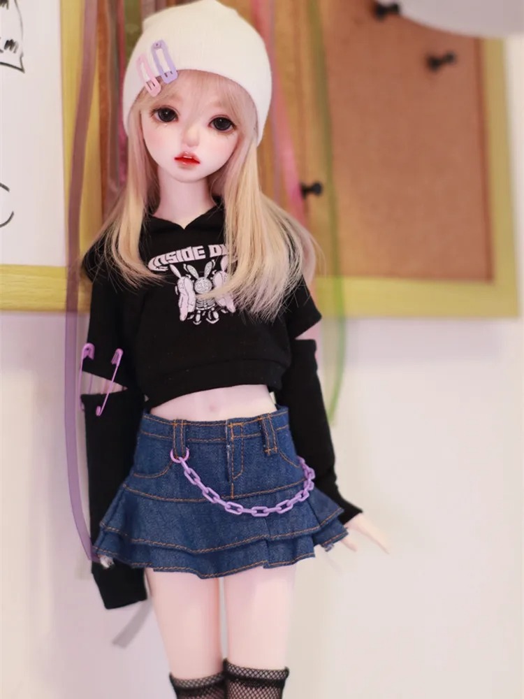 Hot Hoodie Jacket Skirt (5pcs) for 1/6 1/4 MSD 1/3 Girl Doll Clothes CWB244