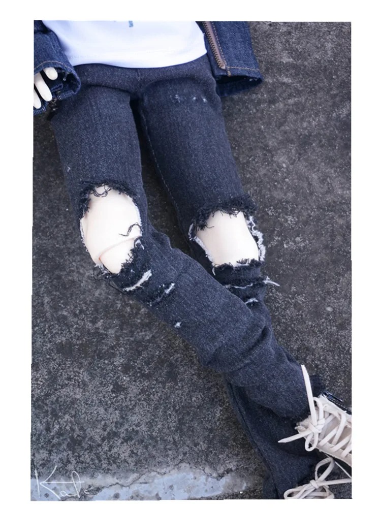 Custom Cool Hole Black Jean Pants for Bjd 1/4 MSD,1/3 SD13,SD17 Uncle Doll Clothes CMB100
