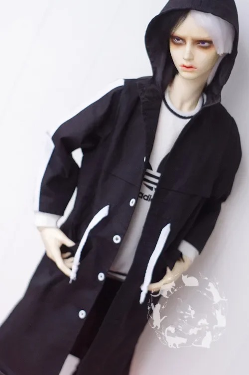 Custom Black Sports Casual Loose Long Coat for Bjd 1/3 SD17 Uncle ID75 Doll Clothes CMB99