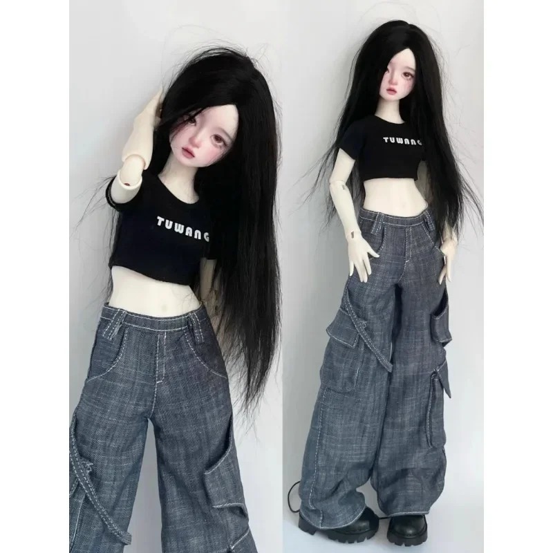 BJD Camo Wide Leg Pants Cargo Pants + Short T shirt for 1/4 1/3 Uncle Customized Doll Clothing CWB329