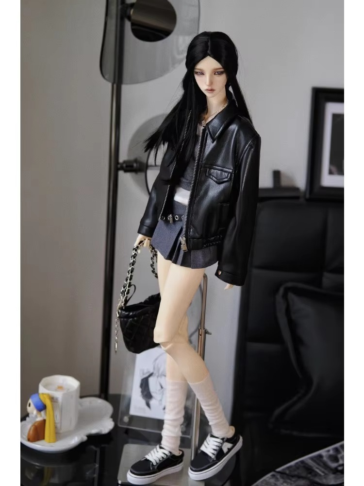 Retro Short Leather Jacket For BJD Doll Clothes 1/3 W504