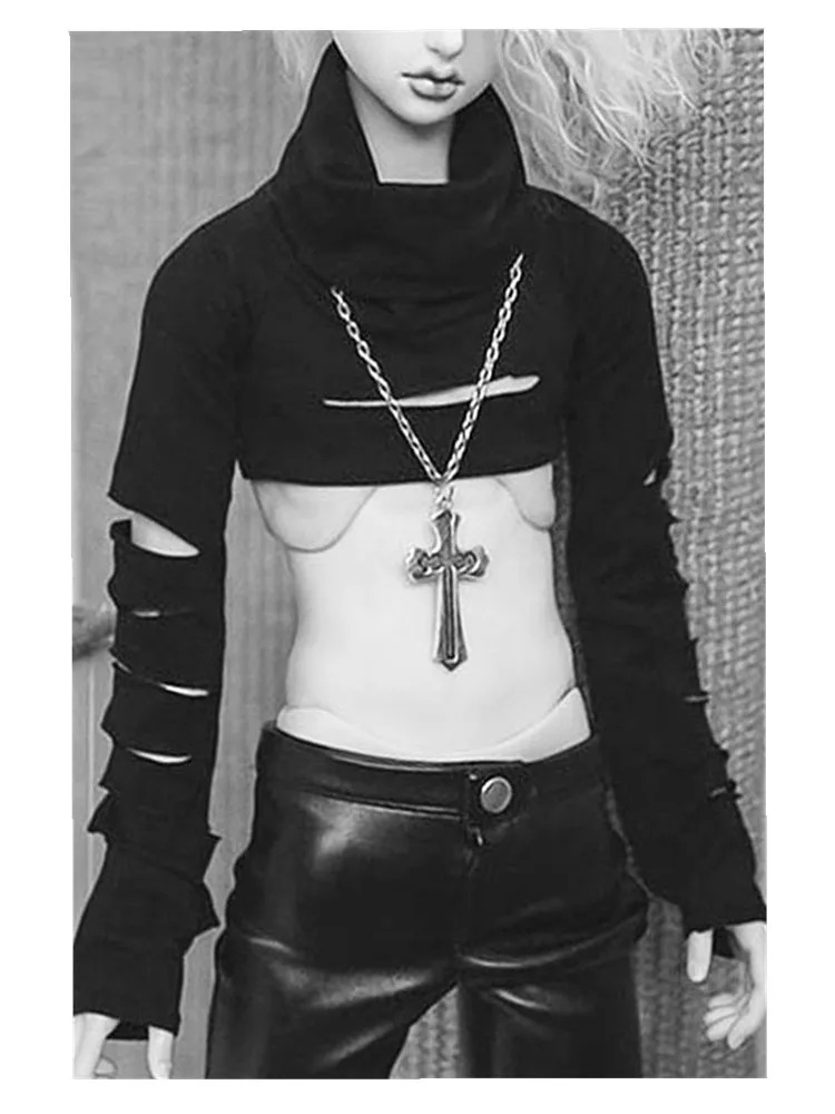 Custom Cool Hole Turtleneck Short Shirt for BJD 1/6 1/4 1/3 SD17 Uncle Doll Clothes CMB65