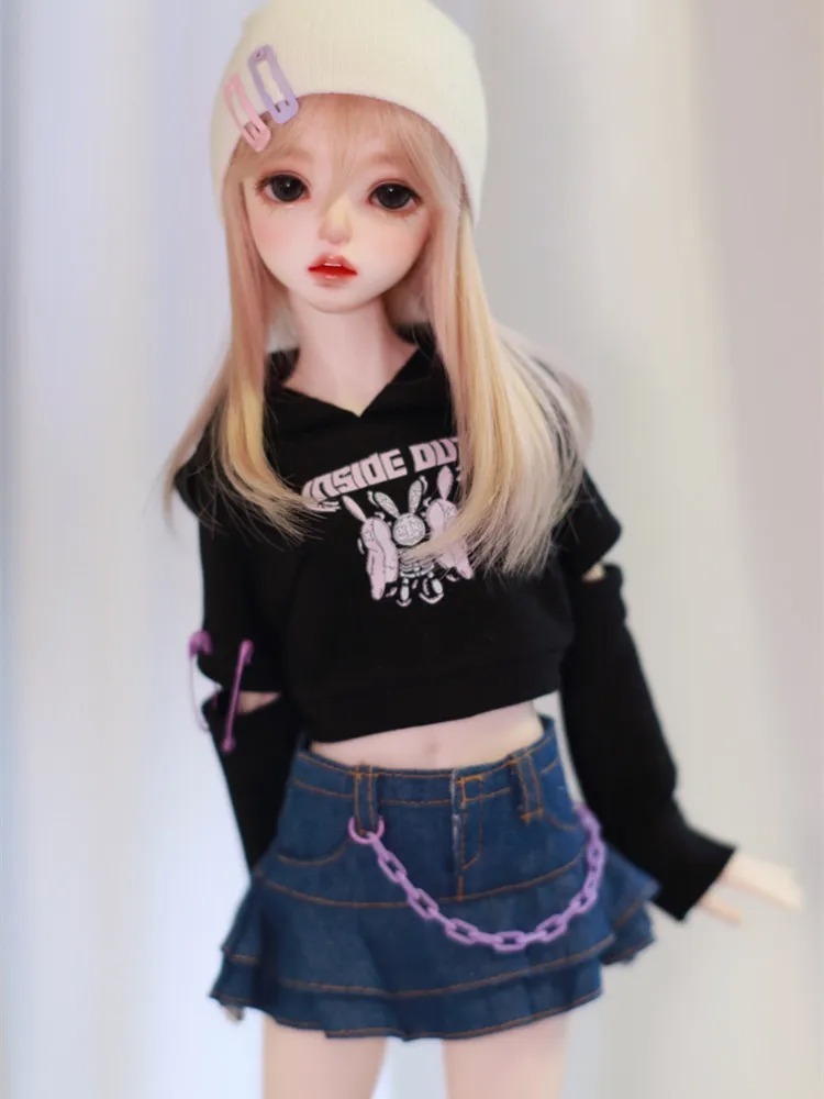 Hot Hoodie Jacket Skirt (5pcs) for 1/6 1/4 MSD 1/3 Girl Doll Clothes CWB244