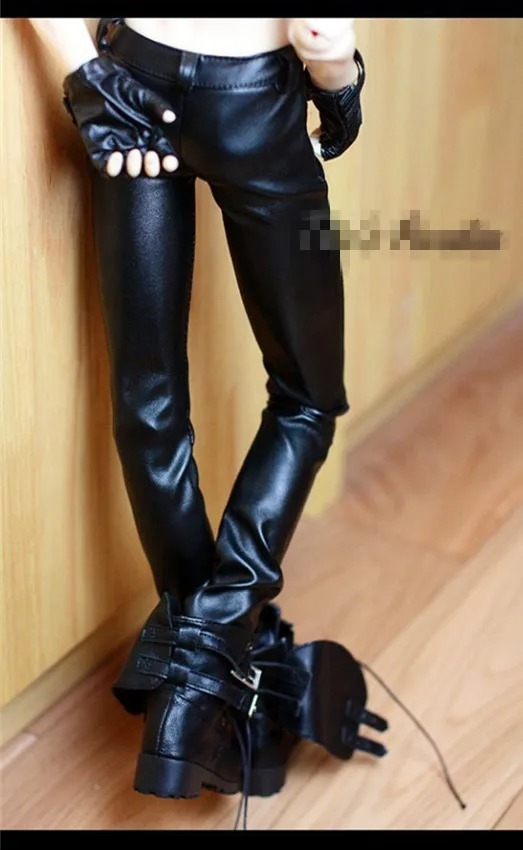 Custom Cool Double Zipper Black Leather Pants for BJD Doll Clothes  1/4 1/3 SD16 Girl SD17 Uncle CMB68