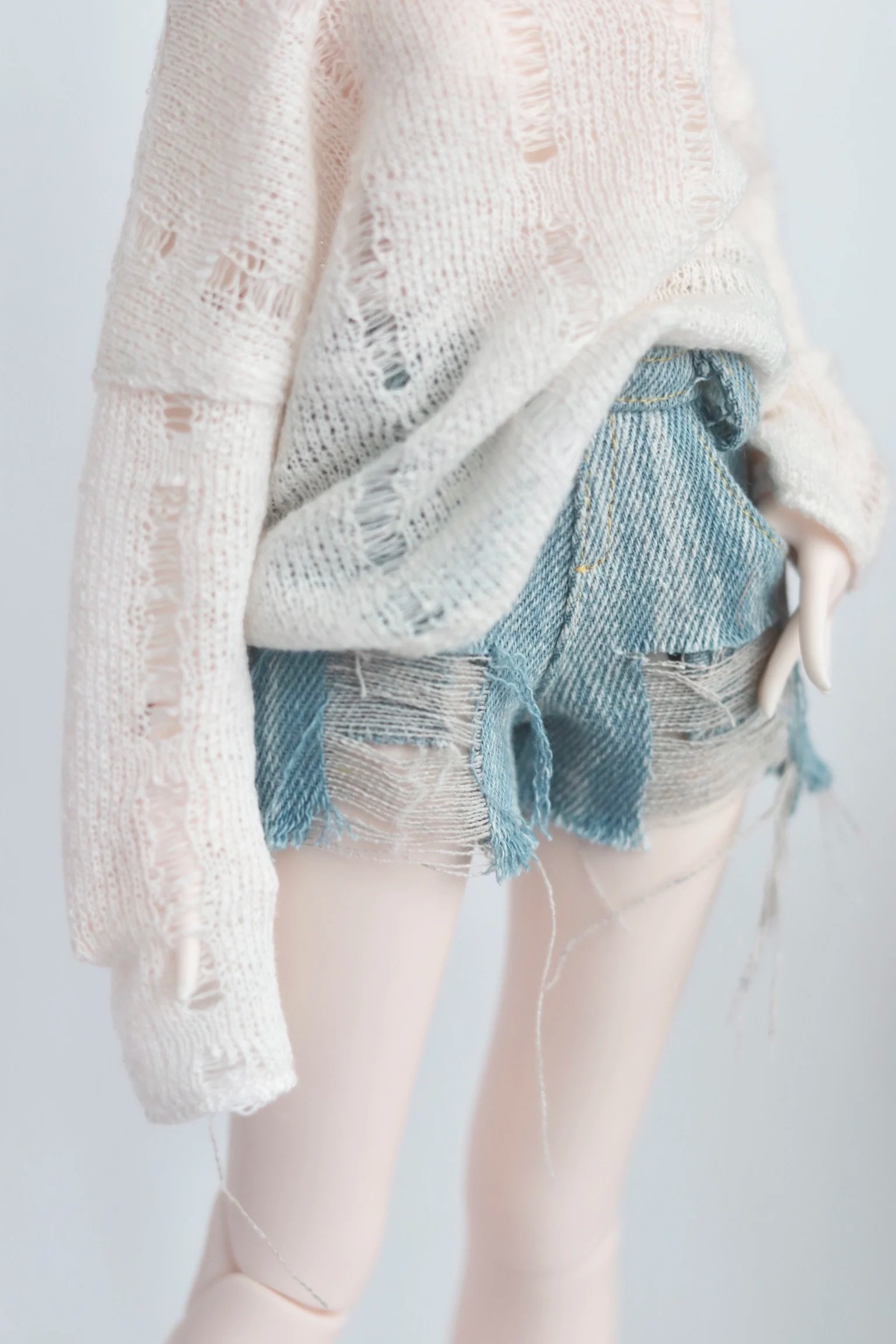 Custom Handmade BJD Doll Clothes – Lazy Style Crochet Lace Hollow-Out Grunge Shirt for SD/1/3 1/4 1/6 MSD Big Girl Dolls CWB318