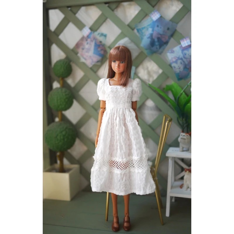 BJD Doll White Dress for Momoko Blythe Licca  Doll Clothes CWB362