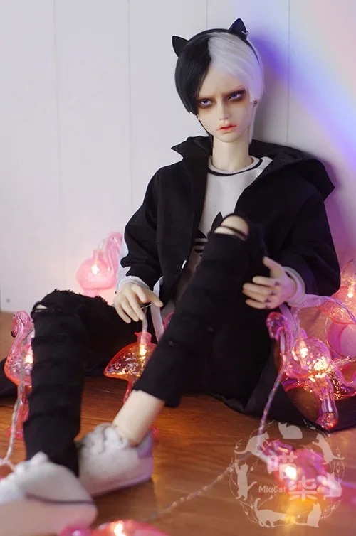 Custom Black Sports Casual Loose Long Coat for Bjd 1/3 SD17 Uncle ID75 Doll Clothes CMB99