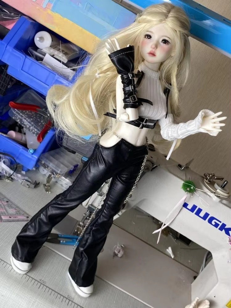 Popcorn Leather Pants For BJD 1/5 1/4 1/3 Custom ID70 ID75 Doll Clothes W455
