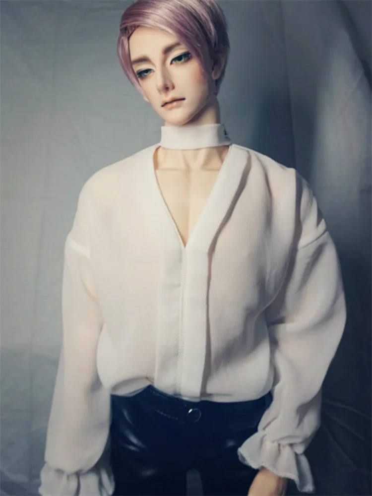 Custom V-neck Lantern Sleeve Chiffon Shirt for BJD 1/4 1/3 SD13 SD17 Uncle Doll Clothes CMB151