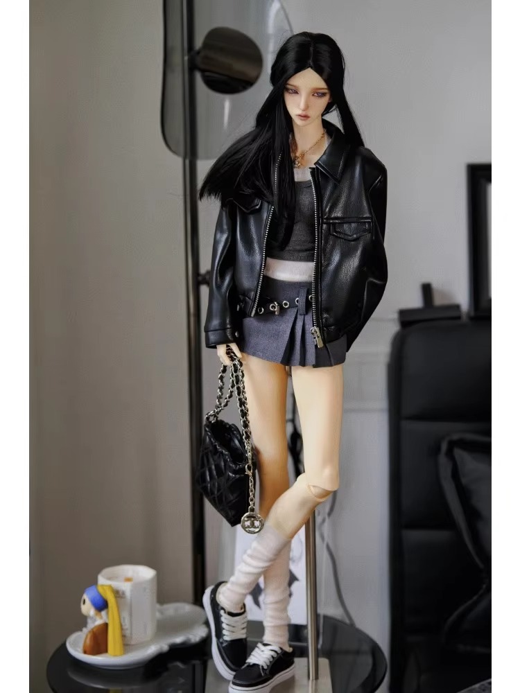Retro Short Leather Jacket For BJD Doll Clothes 1/3 W504