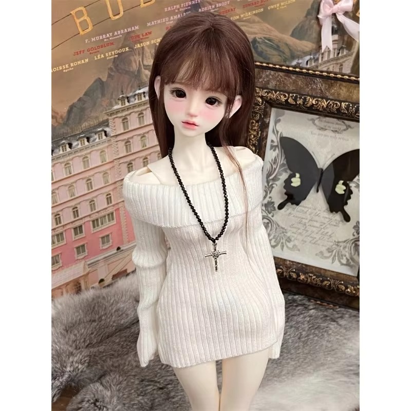 Plush Knit Pne-shoulder Sweater Dress BJD 1/4 Doll Clothes W465