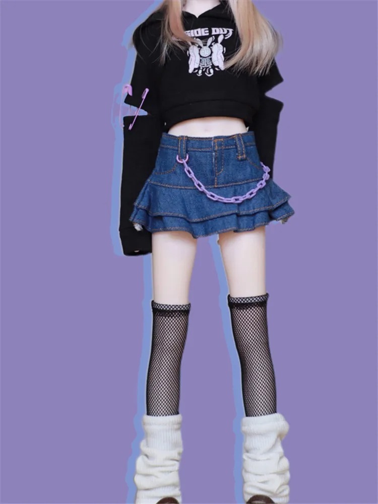 Hot Hoodie Jacket Skirt (5pcs) for 1/6 1/4 MSD 1/3 Girl Doll Clothes CWB244