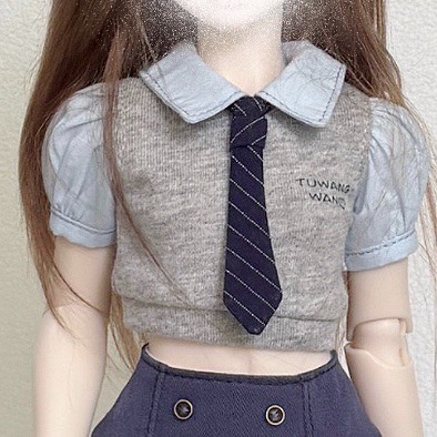 Custom Tie Shirt Pleated Skirt Set For BJD Doll Clothes 1/6 1/4 1/3