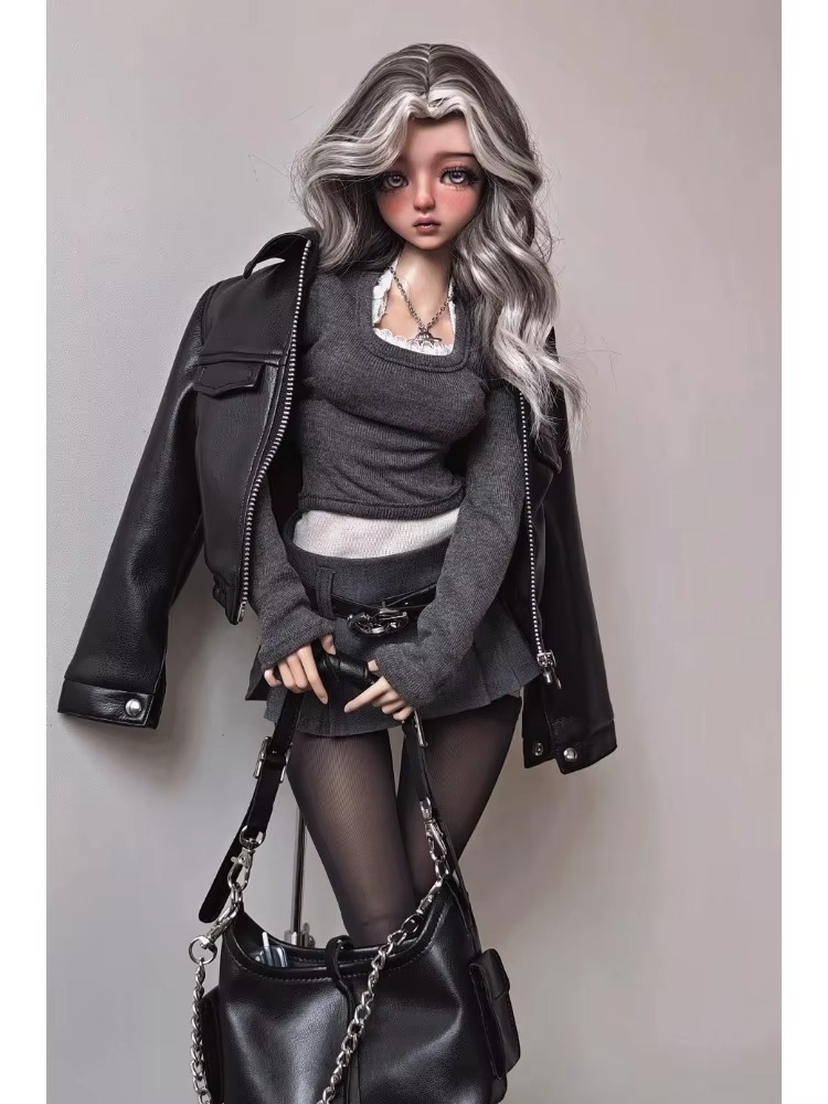 Retro Short Leather Jacket For BJD Doll Clothes 1/3 W504