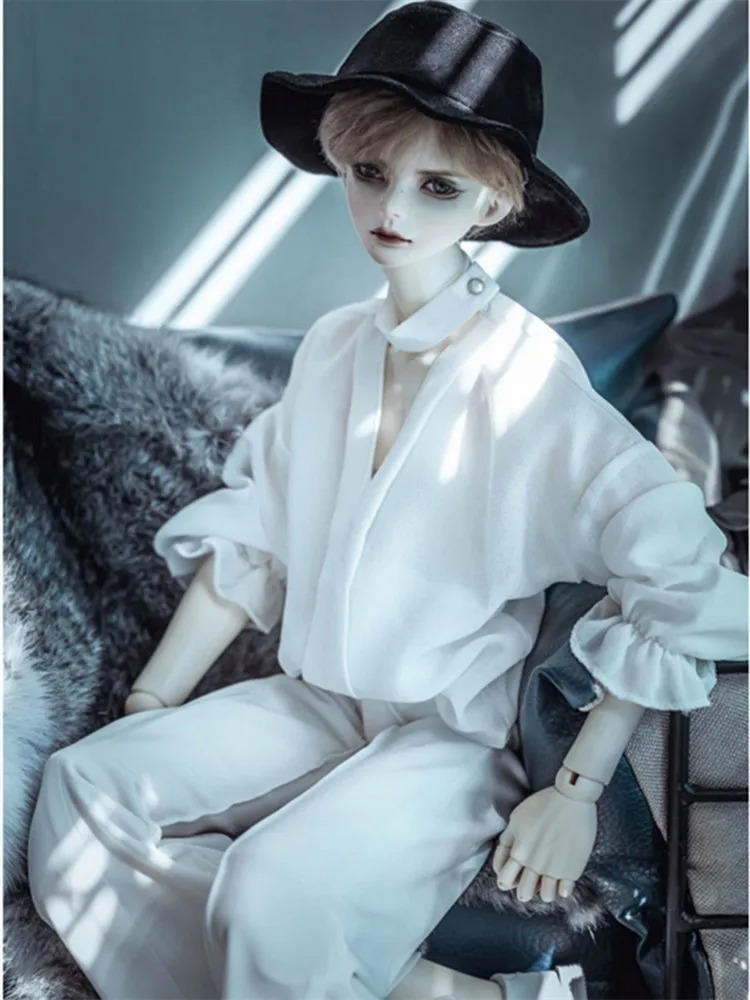Custom V-neck Lantern Sleeve Chiffon Shirt for BJD 1/4 1/3 SD13 SD17 Uncle Doll Clothes CMB151