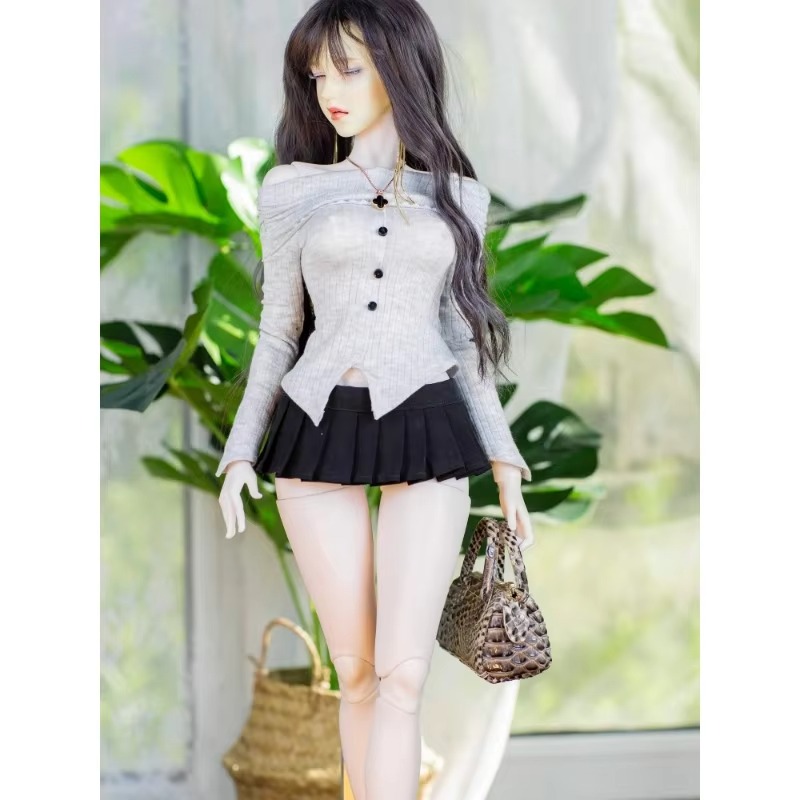 Open-Shoulder Collarbone Top And Skirt And Necklace For BJD 1/3 1/4 Doll Clothes W469