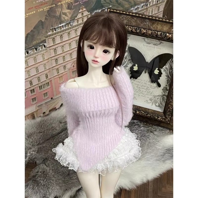 Plush Knit Pne-shoulder Sweater Dress BJD 1/4 Doll Clothes W465