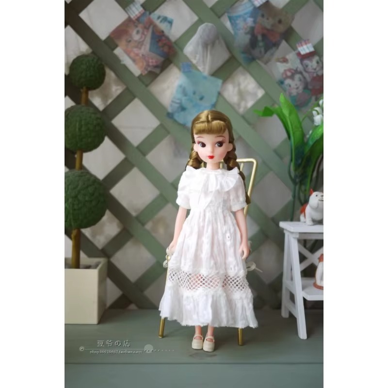 Blythe White Lotus Flower Dress For BJD Big & Small Doll Clothes W462