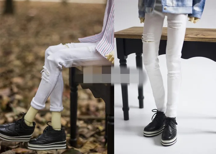 Customized Cool Ripped Jeans Pants for 1/4 1/3 SD17 Uncle BJD Doll Clothes CMB230