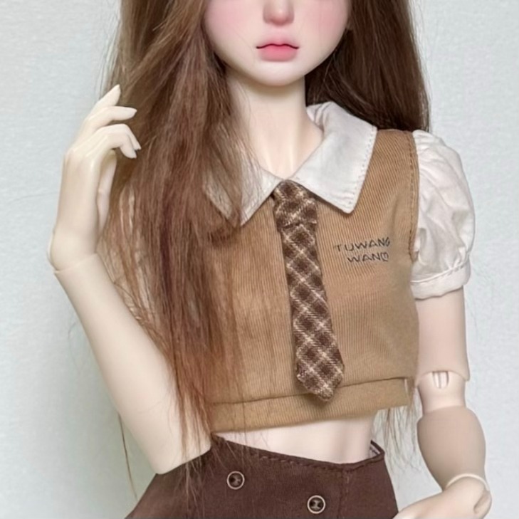 Custom Tie Shirt Pleated Skirt Set For BJD Doll Clothes 1/6 1/4 1/4minifee 1/3 Azone OB24 OB22  W512