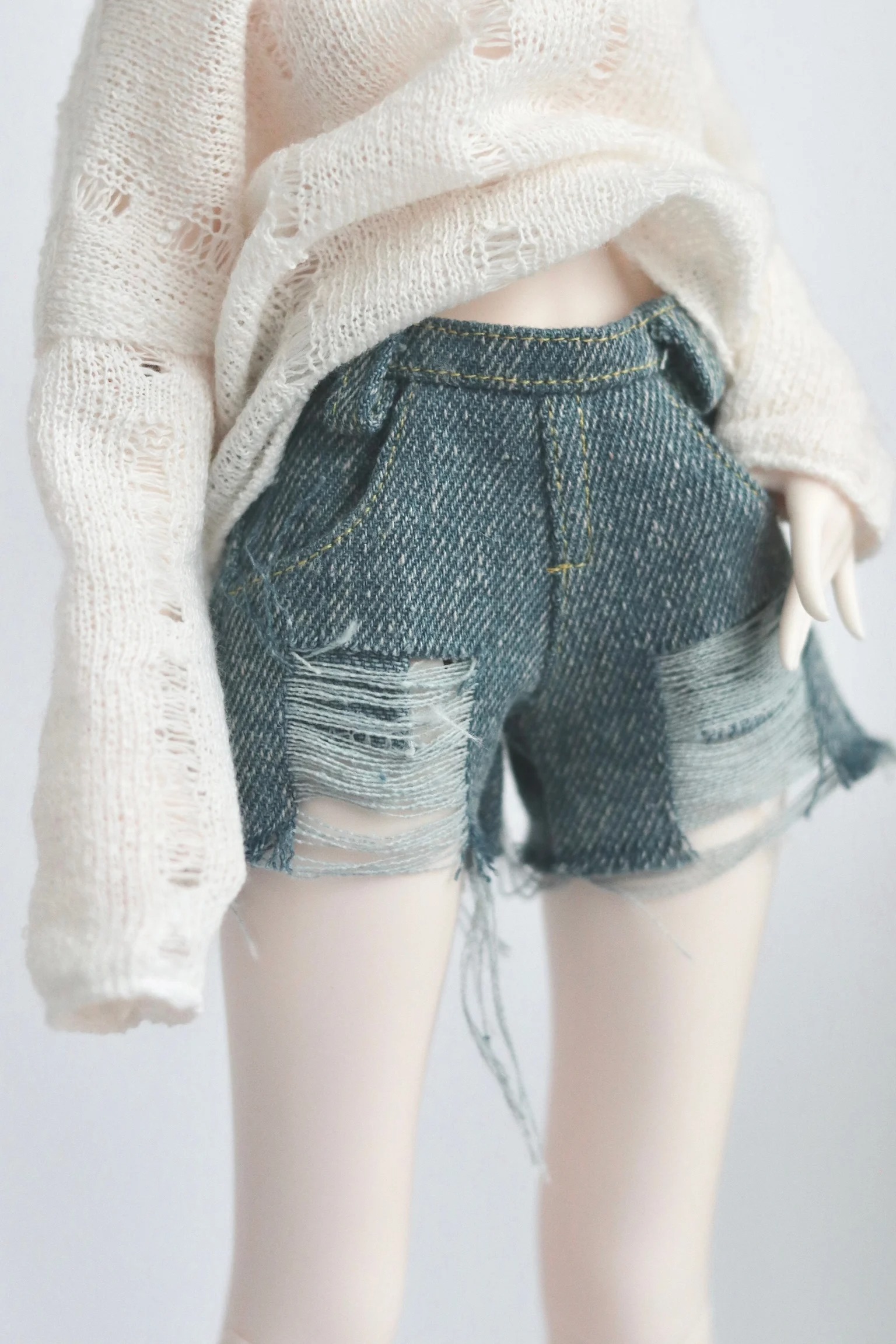 Custom Handmade BJD Doll Clothes – Lazy Style Crochet Lace Hollow-Out Grunge Shirt for SD/1/3 1/4 1/6 MSD Big Girl Dolls CWB318