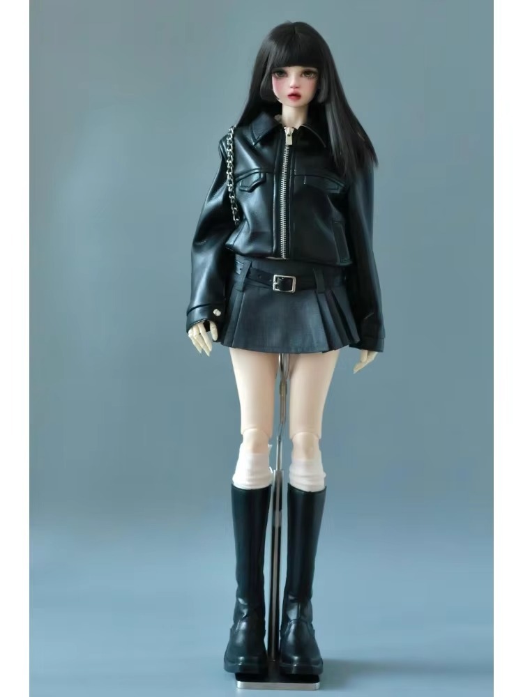 Retro Short Leather Jacket For BJD Doll Clothes 1/3 W504
