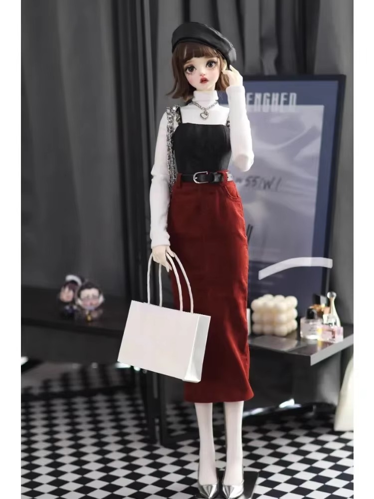 Long Corduroy Skirt With  Split Back For BJD Doll Clothes  1/3 1/4 1/6 Customized  W397