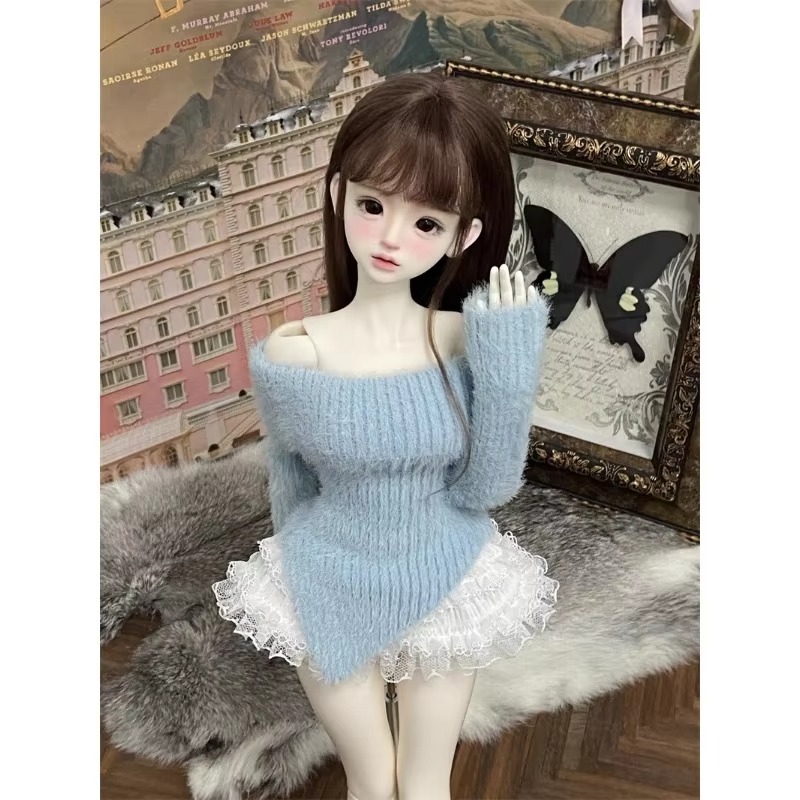 Plush Knit Pne-shoulder Sweater Dress BJD 1/4 Doll Clothes W465