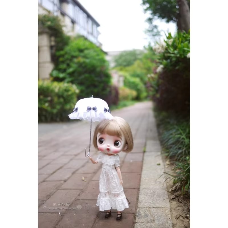 Blythe White Lotus Flower Dress For BJD Big & Small Doll Clothes W462