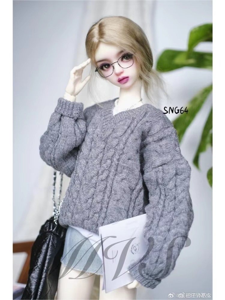 V-neck Twist Loose Oversized Sweater For BJD Doll Clothes  1/3 CWB357