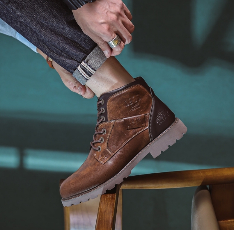 Botas de piel con cremalleras para hombre