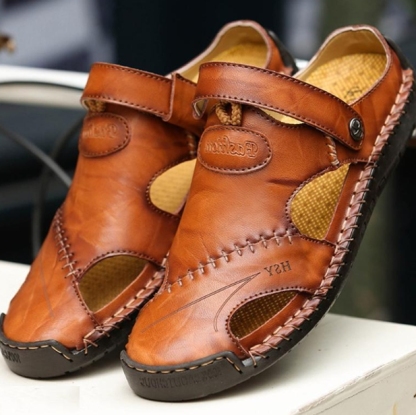 Sandalias de hombre de cuero de vaca suave para playa masculina de gran tamaño deportes al aire libre zapatos casuales para caminar de verano para hombres sandalias de moda