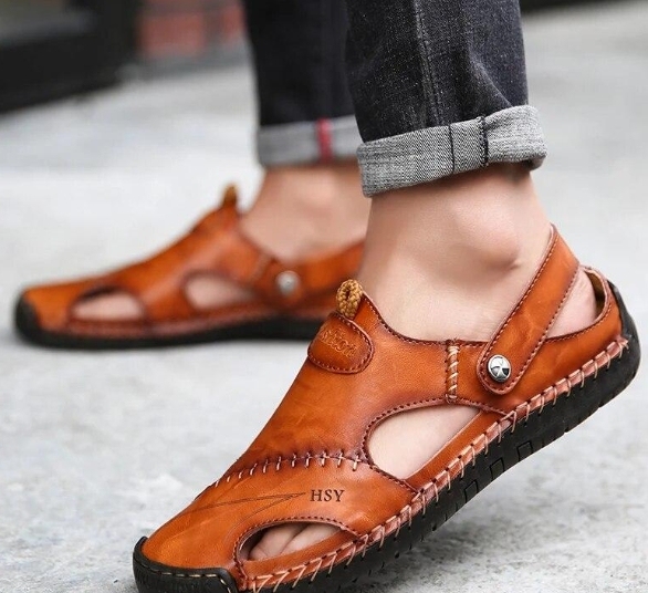 Sandalias de hombre de cuero de vaca suave para playa masculina de gran tamaño deportes al aire libre zapatos casuales para caminar de verano para hombres sandalias de moda