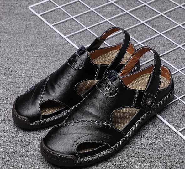 Sandalias de hombre de cuero de vaca suave para playa masculina de gran tamaño deportes al aire libre zapatos casuales para caminar de verano para hombres sandalias de moda