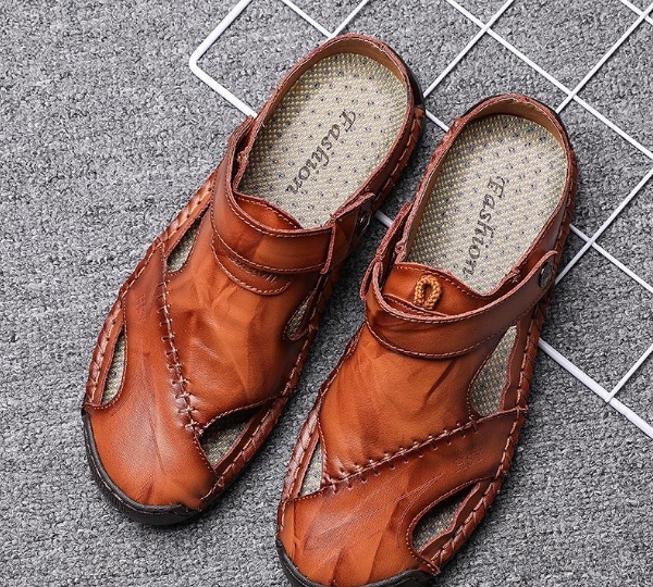 Sandalias de hombre de cuero de vaca suave para playa masculina de gran tamaño deportes al aire libre zapatos casuales para caminar de verano para hombres sandalias de moda