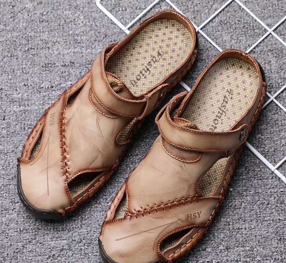Sandalias de hombre de cuero de vaca suave para playa masculina de gran tamaño deportes al aire libre zapatos casuales para caminar de verano para hombres sandalias de moda