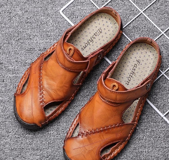 Sandalias de hombre de cuero de vaca suave para playa masculina de gran tamaño deportes al aire libre zapatos casuales para caminar de verano para hombres sandalias de moda