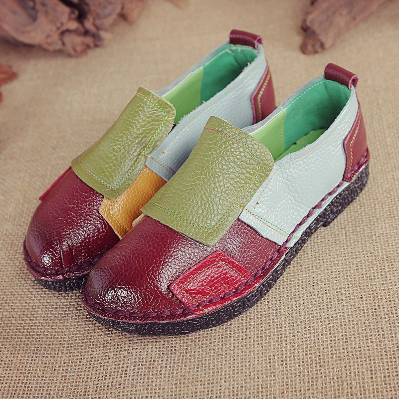 Mocasines de Colores de Piel Auténtica para Mujer