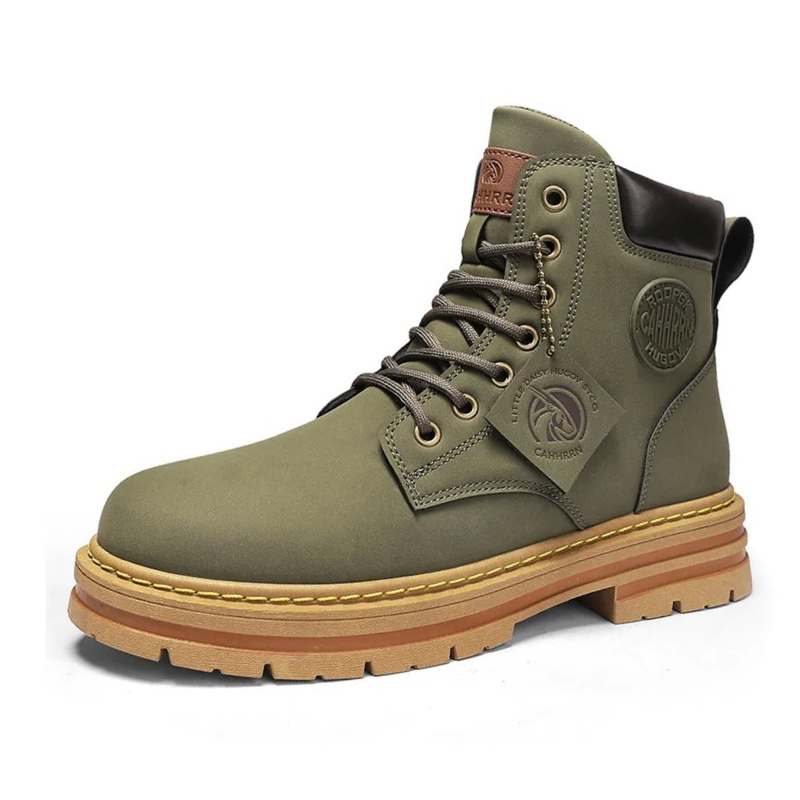 Zapatos ortopédicos para hombres, botas altas de cuero cálidas con cordones