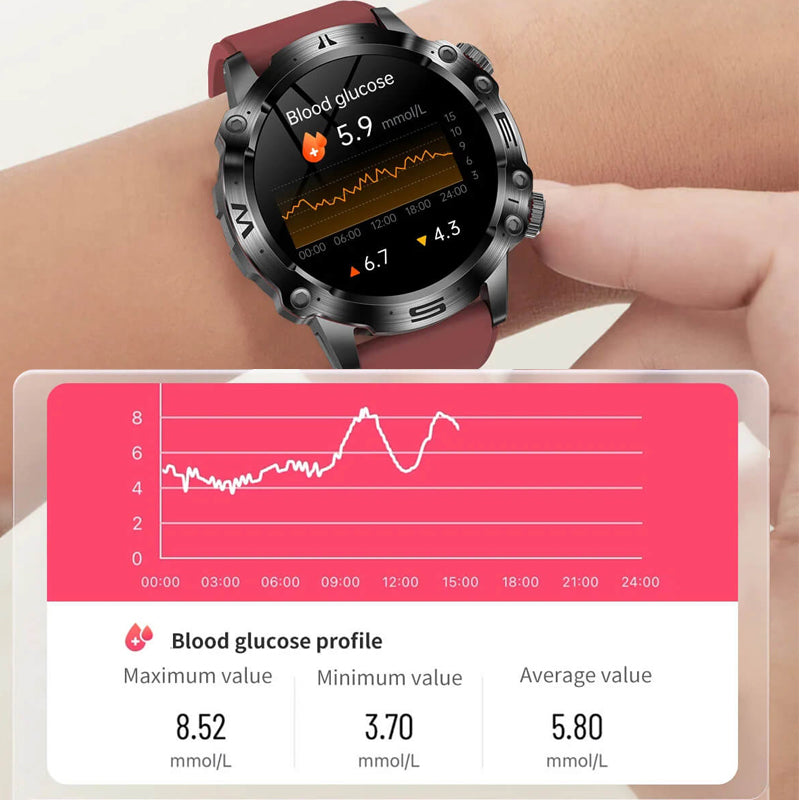 PRO 3 Reloj inteligente deportivo de alta gama con control del nivel de azúcar en sangre, ECG/EKG y salud