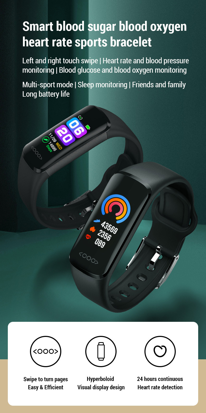 Reloj para diabéticos | Reloj de pulsera con monitor avanzado de glucosa y seguimiento de la salud