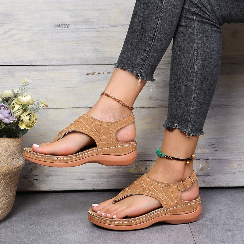 Sandalias ortopédicas de piel para mujer