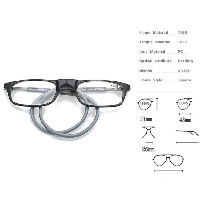 Gafas de lectura de alta calidad con absorción magnética TR, para colgar en el cuello, gafas de lectura divertidas