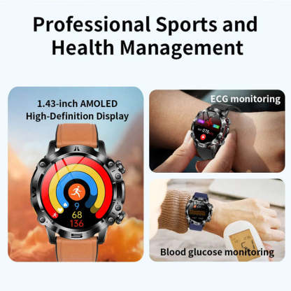 PRO 3 Reloj inteligente deportivo de alta gama con control del nivel de azúcar en sangre, ECG/EKG y salud