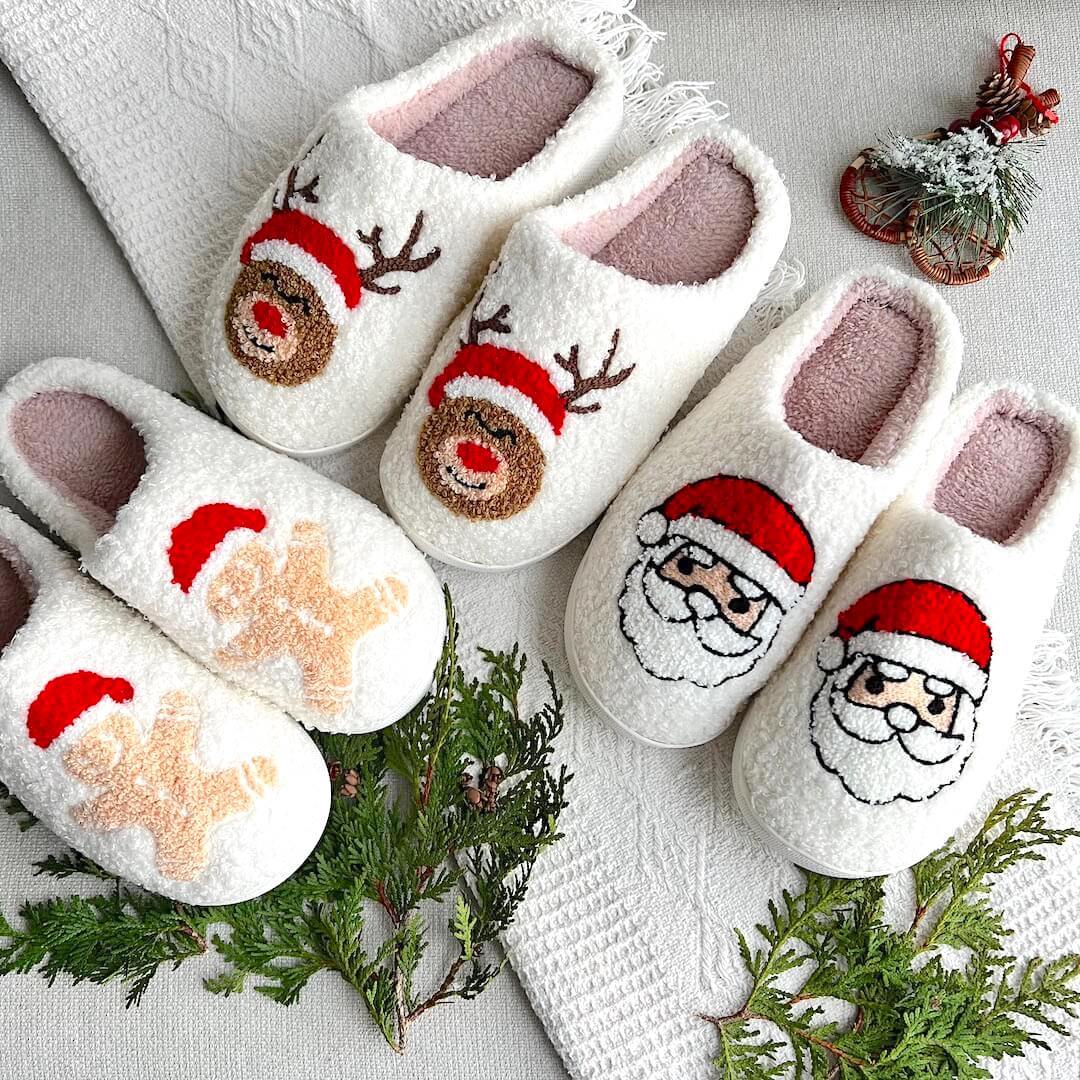 Pantuflas navideñas alegres