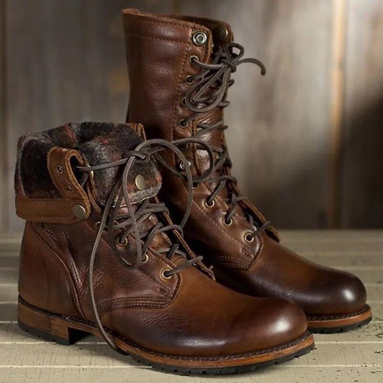 Botas de montar, botas de combate vintage para motocicletas para mujeres y hombres