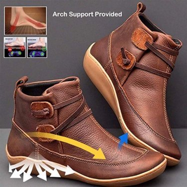 Botas de nieve para mujer, zapatos ortopédicos de cuero impermeables