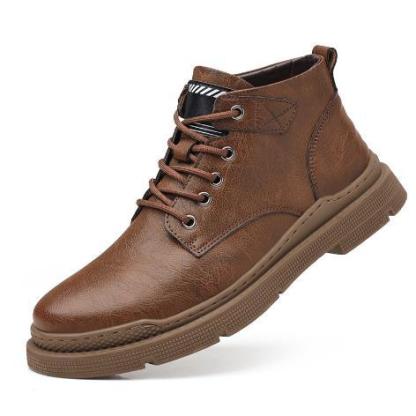 Botas británicas impermeables de piel con cordones y forro polar para hombre