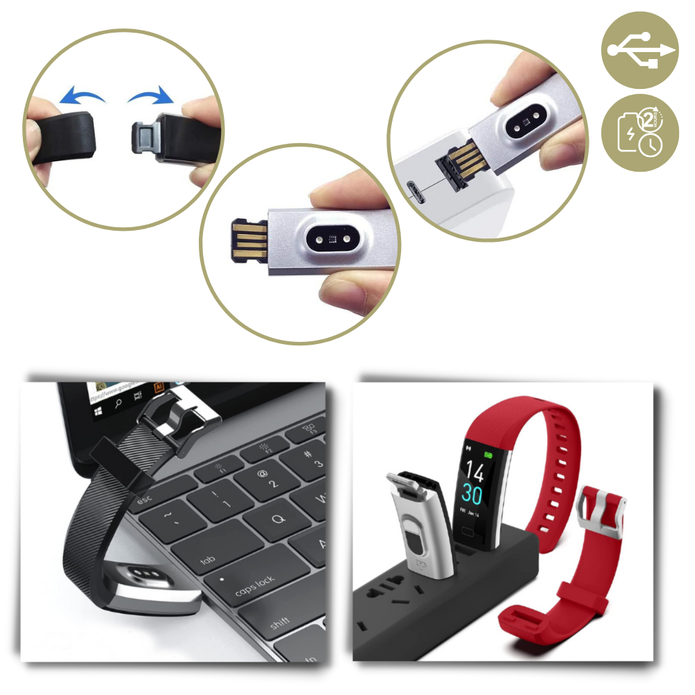 Reloj inteligente para personas mayores - Carga USB de larga duración - Ozerty