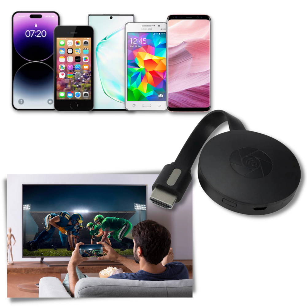 Adaptador HDMI con proyección de teléfono en la TV